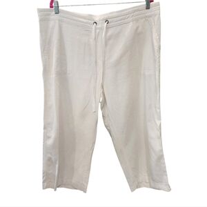 Per Se White Drawstring Capri Pants